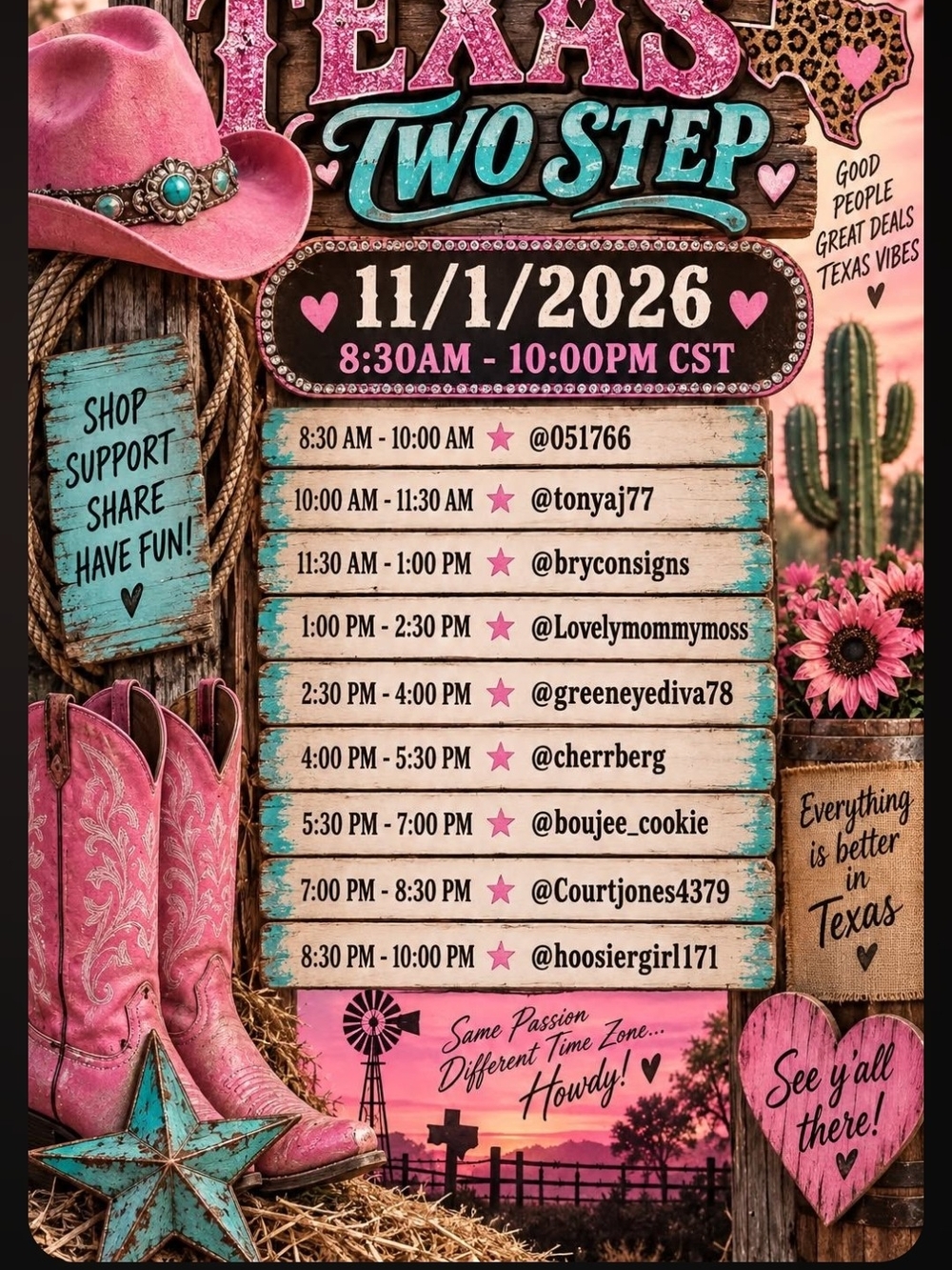 Texas Two Step Event Poster - Pink